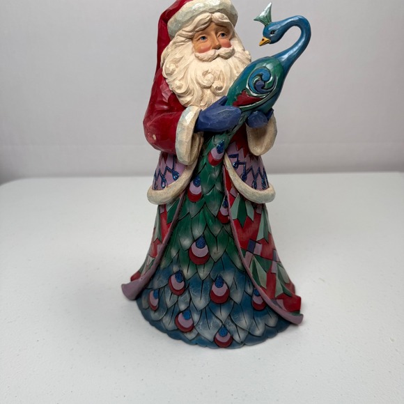 Jim Shore Heartwood Creek "Santa Style" Santa with Peacock 10" Figurine - Picture 2 of 10